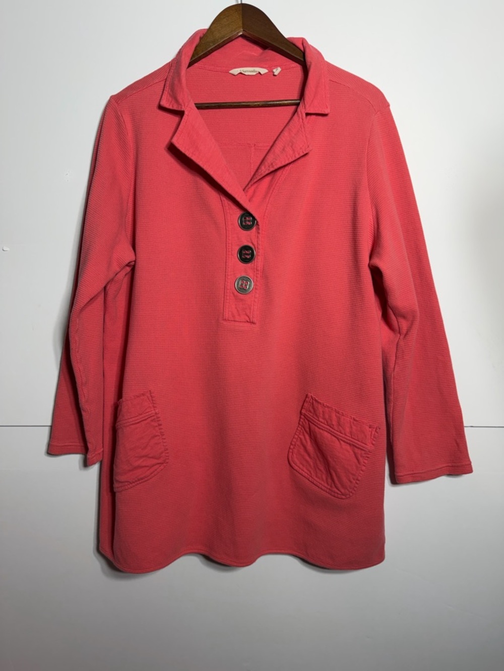 Soft Surroundings Coral Ribbed Knit Tunic Long Sleeve Top